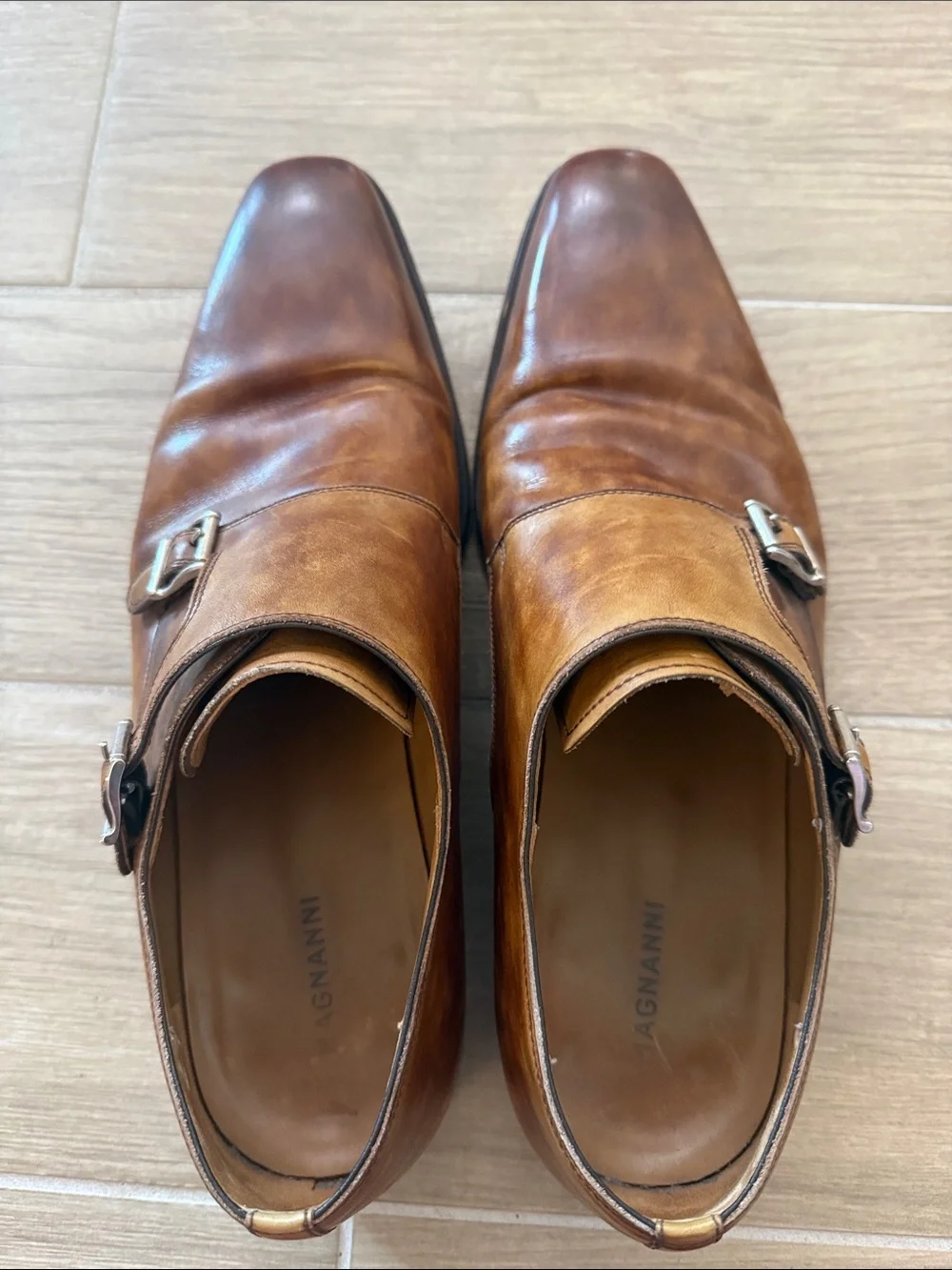 Magnanni Miro Men's Double Monk Strap Leather Dress Shoes - Brown